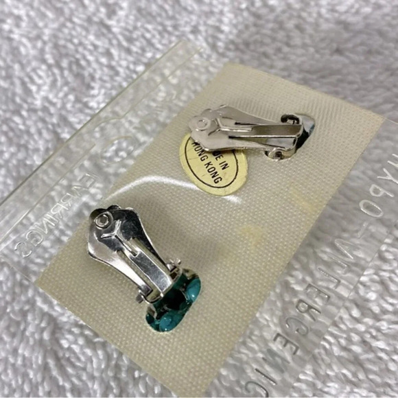 Vintage Teal Black Silver Plastic Beaded Necklace & Clip On Earrings Set - Picture 2 of 10